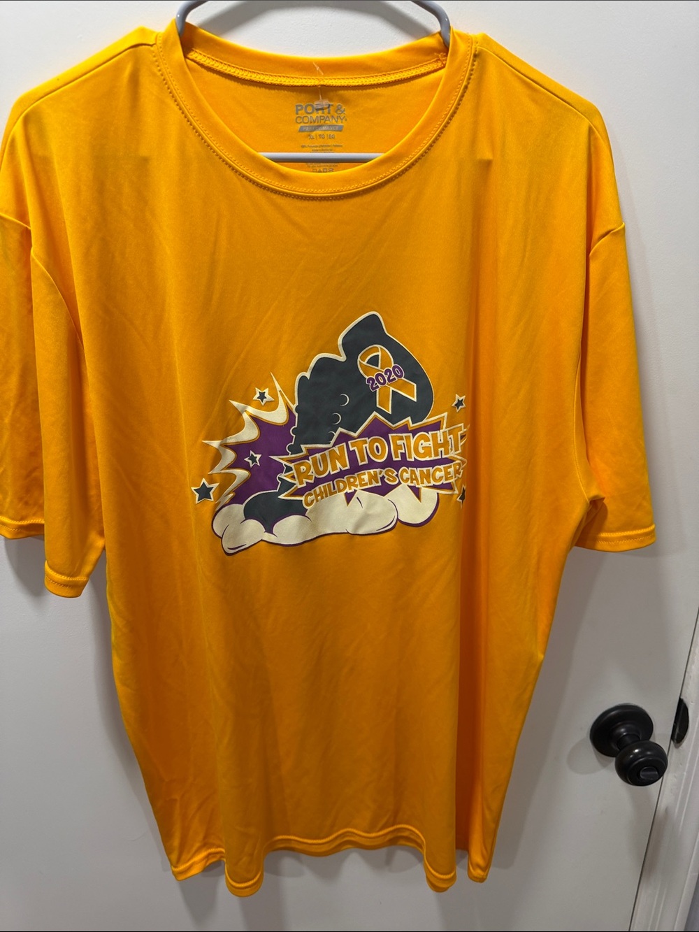 Port and Company Yellow "Run to Fight Children's Cancer" Graphic Tee